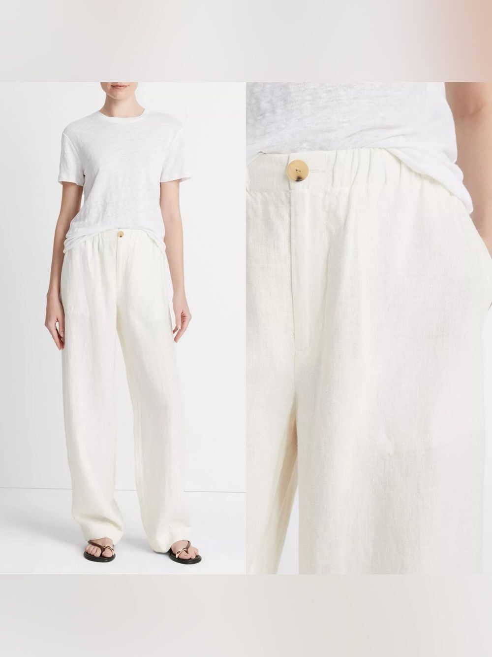NEW VINCE Hemp Low-Rise Utility Pant in “Off White”